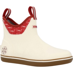 WOMEN'S ANKLE DECK BOOT - IVORY/FIRE SALMON PRINT SIZE-5